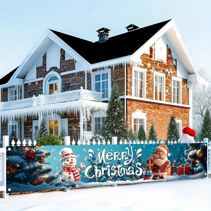 OmniLiving™ Stort Udendørs Julebanner "Glædelig Jul" | Vejrbestandig Havedekoration