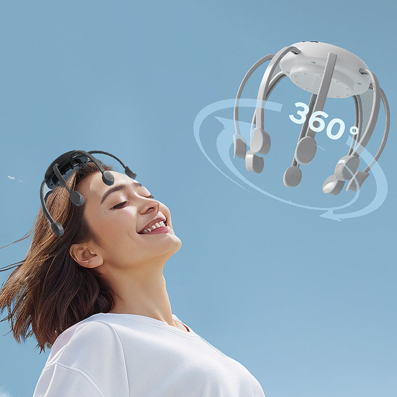 SilkEase™ Smart Blæksprutte Hovedmassager | 8 Massagehoveder & 4 Tilstande til Dyb Afslapning