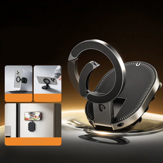 VaraLiving™ 3-i-1 Sammenklappelig Magnetisk Mobilholder (360° Rotation) – Universel Bilholder og Bordholder til Alle Smartphones