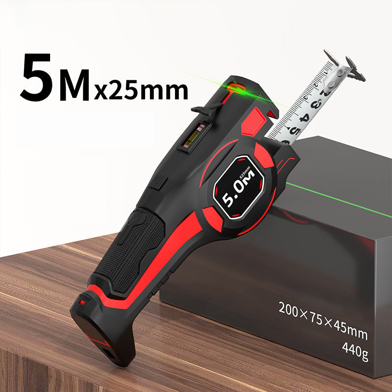 ApexGauge™ 2-i-1 Laser-Målebånd | Digital Afstandsmåler med Lasersigte