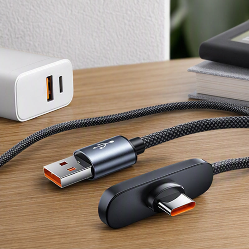 NovaPulse™ 100W 90° Vinkel Type-C Hurtigoplader Kabel | Flettet Nylon & Holdbar til Gaming