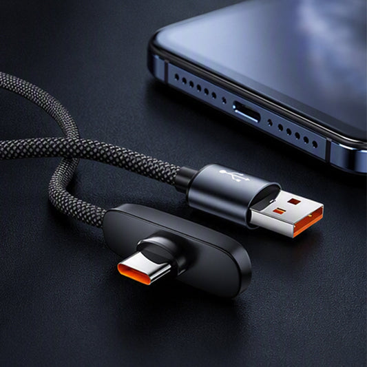 NovaPulse™ 100W 90° Vinkel Type-C Hurtigoplader Kabel | Flettet Nylon & Holdbar til Gaming