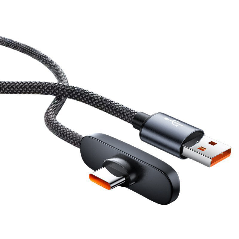 NovaPulse™ 100W 90° Vinkel Type-C Hurtigoplader Kabel | Flettet Nylon & Holdbar til Gaming
