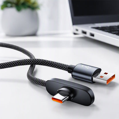 NovaPulse™ 100W 90° Vinkel Type-C Hurtigoplader Kabel | Flettet Nylon & Holdbar til Gaming