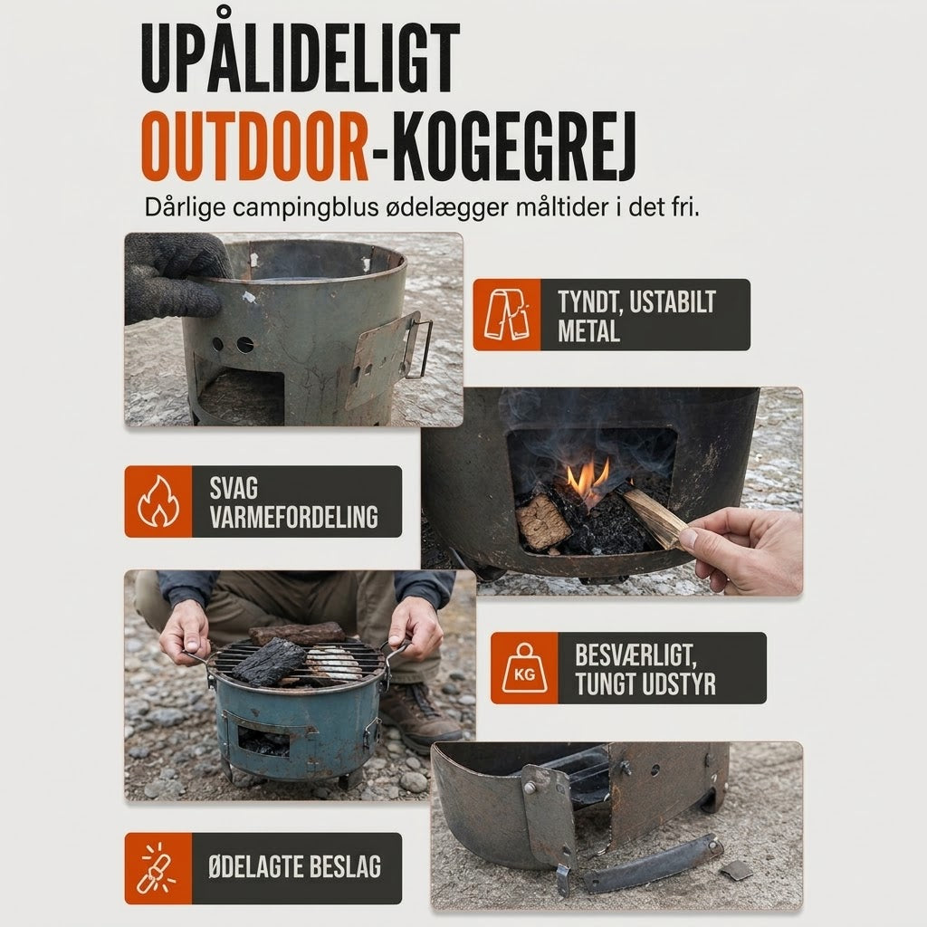VaraLiving™ Bærbar Multifunktionel Trækulsovn til Camping – Kombineret Grill og Varmeovn til Udendørs Brug