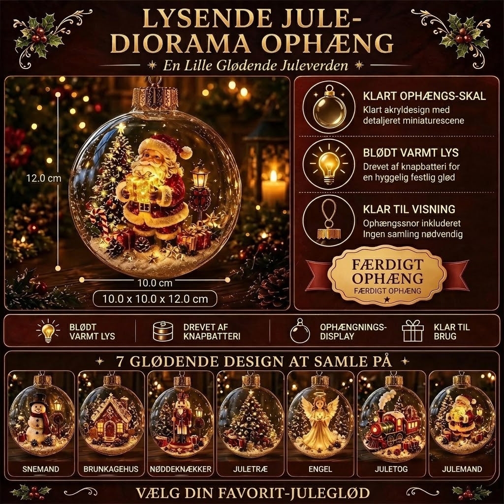 OmniLiving™ Lysende Jule-Diorama Dekoration | Miniatyr Vinterverden med LED-Lys