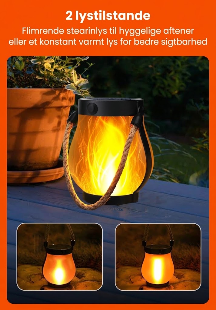OmniLiving™ Evig Flamme Lanterne | Realistisk LED-Ildeffekt & Hyggeligt Lys