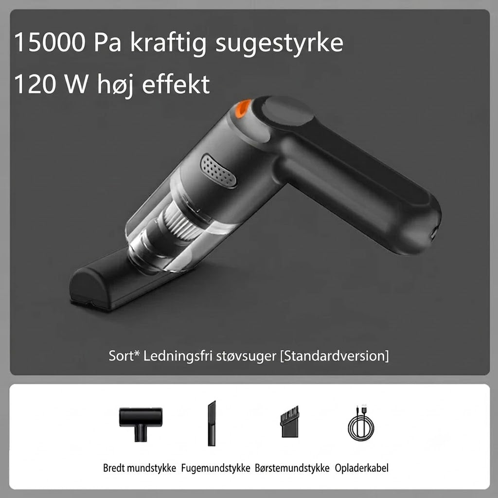 Kraftfuld Ledningsfri Bilstøvsuger | Kompakt & Høj Sugeevne