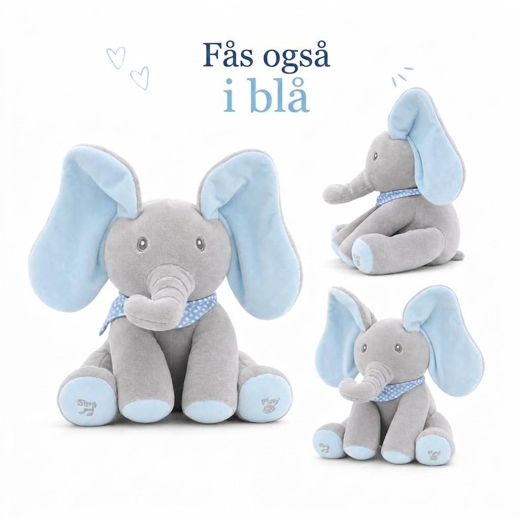 AuraCare™ Interaktiv Syngende Elefant | Titte-Bø Bamse med Bevægelige Ører til Babyer