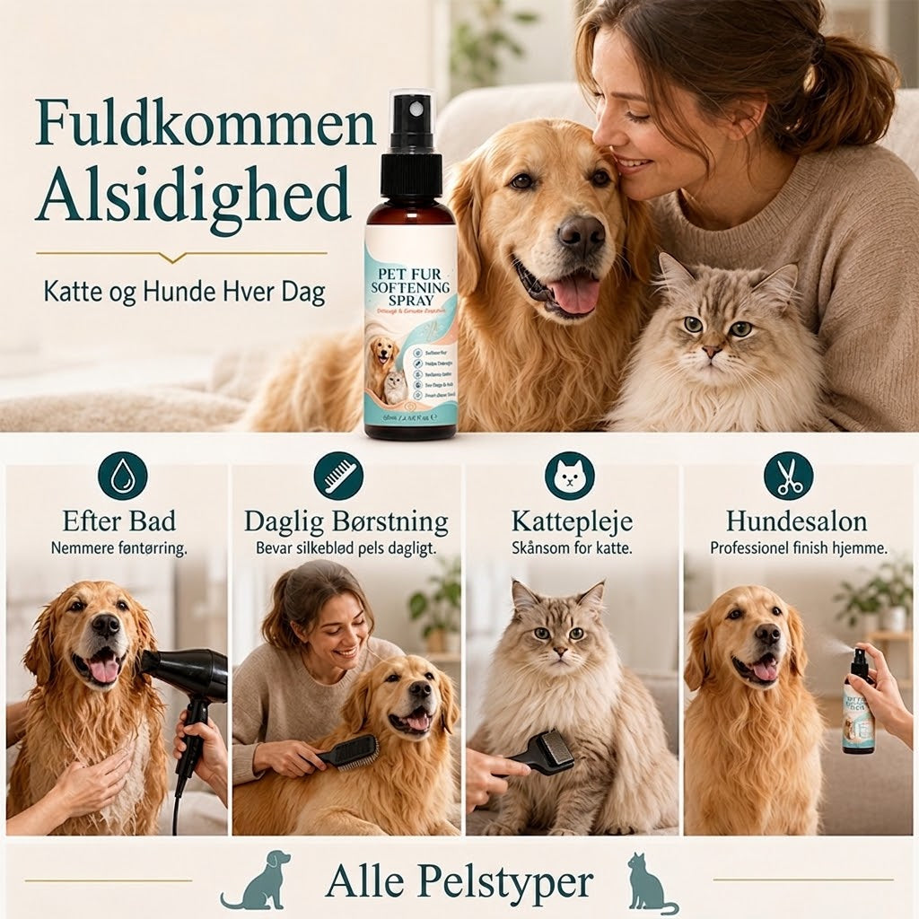 PureVal™ Mild Pels-Detangler & Antistatisk Spray | Skånsom Pelspleje til Hund & Kat