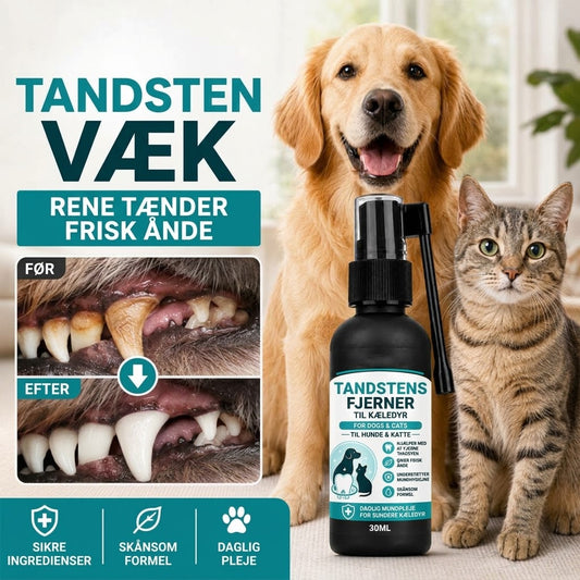 VaraLiving™ Skånsom Tandplejespray til Hunde og Katte – Dyrlægeudviklet Spray mod Tandsten, Tandpest og Dårlig Ånde