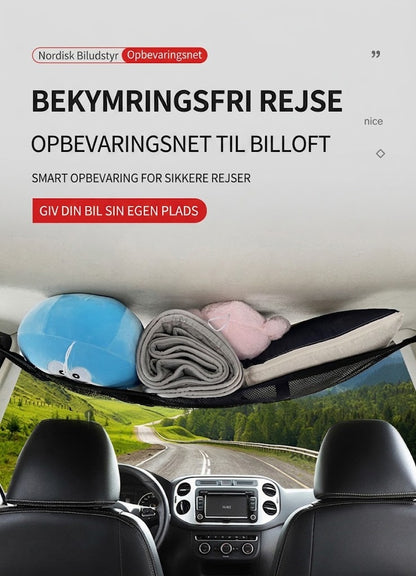 SilkEase™ Lofthængt Opbevaringsnet til Bil | Dobbeltsidet Net med Lynlås til Biltag